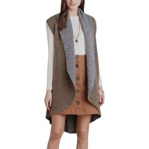 Moth Gray Shawled Avalee Long Wool Blend Sweater Vest XS/S